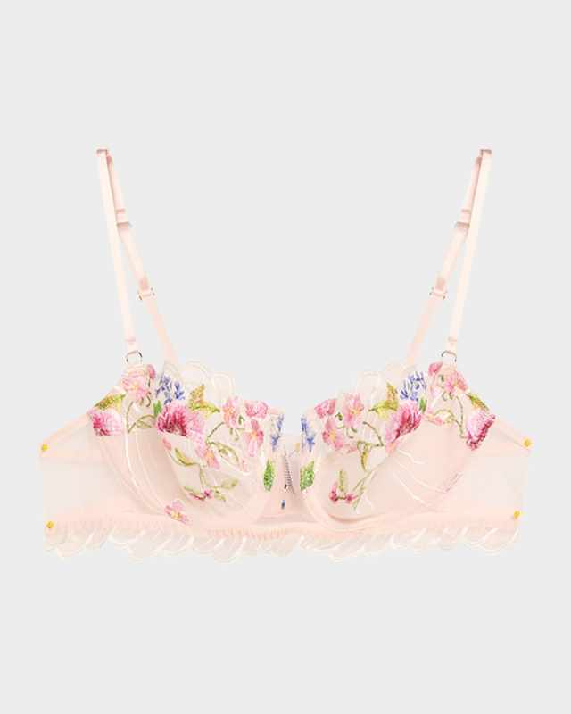 Libertine en Fleurs Embroidered Tulle Demi Bra